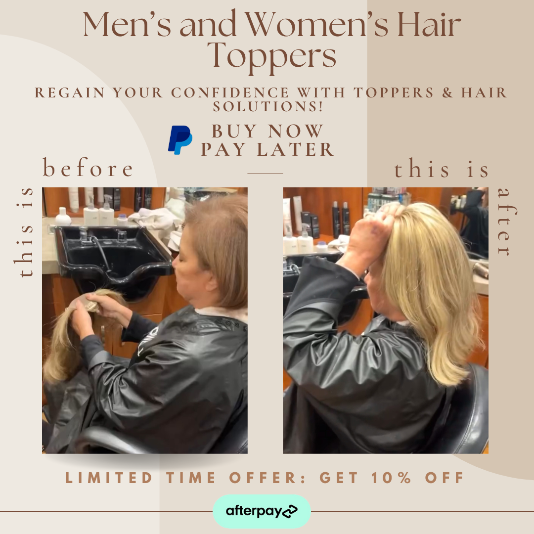 Women's hair topper transformation